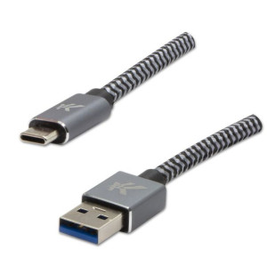 Logo USB kabel (3.2 gen 1), USB A M - 1m, 5 Gb/s, 5V/3A, szary, box,