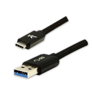 Logo USB kabel (3.2 gen 1), USB A M - 1m, 5 Gb/s, 5V/3A, czarny, box,