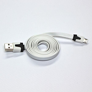USB kabel (2.0), USB A M - 1m, płaski, biały