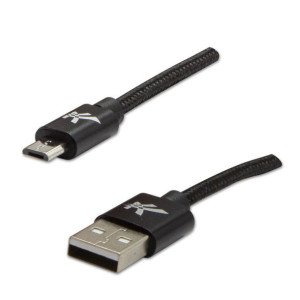 Logo USB kabel (2.0), USB A M - 1m, 480 Mb/s, 5V/2A, czarny, box, oplot