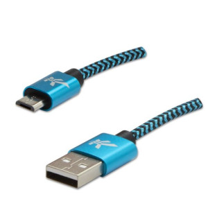 Logo USB kabel (2.0), USB A M - 2m, 480 Mb/s, 5V/1A, niebieski, box, oplot