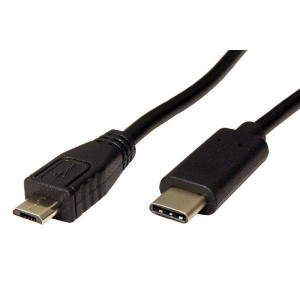 USB kabel (2.0), 0.6m, okrągły, czarny, plastic bag