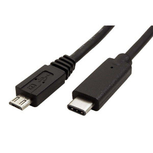 USB kabel (2.0), 1m, okrągły, czarny, plastic bag