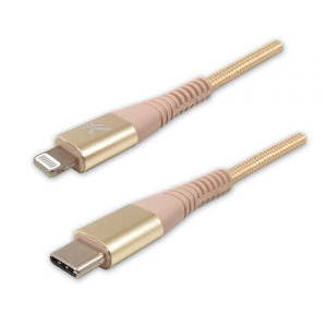 Logo USB kabel (2.0), Apple Lightning M, 1m, MFi certifikat, 5V/3A, złoty