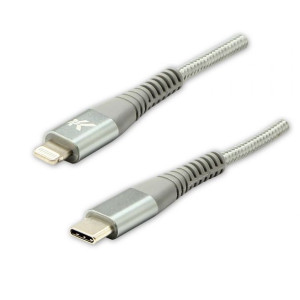 Logo USB kabel (2.0), Apple Lightning M, 2m, MFi certifikat, 5V/3A, srebrny
