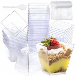 Pojemniki Pucharki Do Deserów 100 Ml + Łyżeczki