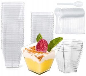 Pojemniki Pucharki Do Deserów 60 Ml + Łyżeczki