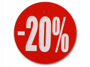 Etykieta Okrągła Kółko Fi 9cm - 20 % Tablica Re