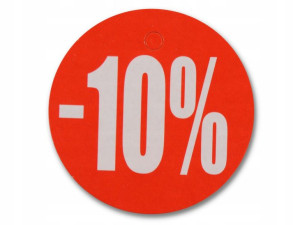 Etykieta Okrągła Kółko Fi 9cm - 10 % Tablica R