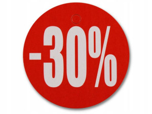 Etykieta Okrągła Kółko Fi 9cm - 30 % Tablica Rekl
