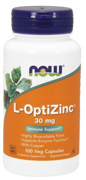 NOW Foods L-OptiZinc 30mg CYNK 30mg MIEDŹ 100 kapsułek