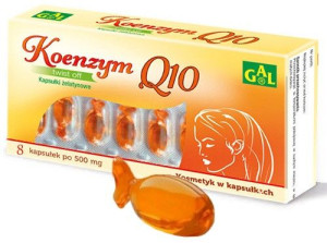 GAL KOENZYM Q10 kapsułki pomarańczowe witamina E na twarz 8 sztuk