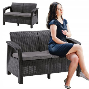 Sofa Ogrodowa Ławka Keter Rattan Tarasowa Wygodna
