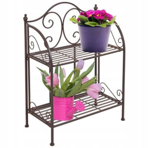 Kwietnik Dekoracyjny Metalowy Regał 2 Półki 65cm