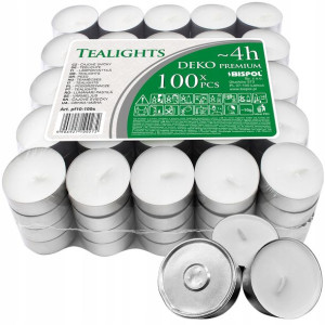 Podgrzewacze Świeczki Tealight 4h Zestaw 100 Sztuk