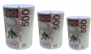 3x Skarbonka Puszka Nominał Pieniądze 500zł Zestaw