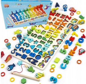 Trening MÓZGU Montessori RYBKI literki cyfry