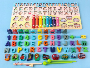 Trening MÓZGU klip koraliki Puzzle DREWNO KULKI