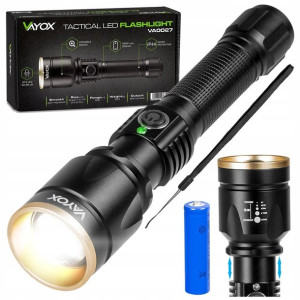 Latarka Taktyczna Led Mocna Aku Zoom Usb Ipx Vayox