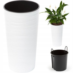 Doniczka Donica Biała Ogrodowa Domowa + Wkład 25cm