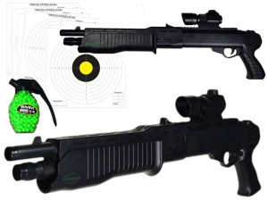 Karabin Pistolet Shotgun + Kulki + Tarcze