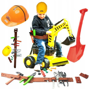 Mega Wielka Koparka Jeżdzik +kask + Łopata