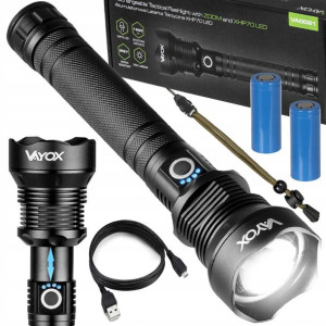 Latarka Taktyczna Led Usb Mocna Zoom Aku Xhp Vayox
