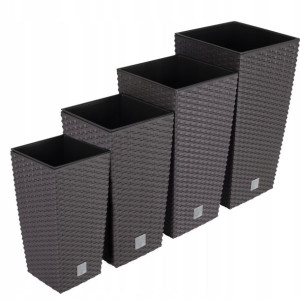 Zestaw 4x Doniczka Rattan Donica Umbra + Wkład