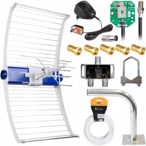 Antena Asr Iq Telmor Dvb-t2 H.265 4k Zestaw Na 2tv