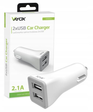 Ładowarka Samochodowa 2xusb Uniwersalna 2.1a Vayox