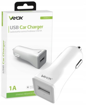 Ładowarka Usb Samochodowa Uniwersalna 5v 1a Vayox
