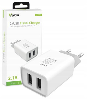 Ładowarka Sieciowa 2x Usb Do Telefonu 2.1a Vayox