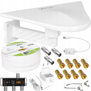 Zestaw Antena Aktywna H.265 Dvb-t2 Kabel 3tv Mux8