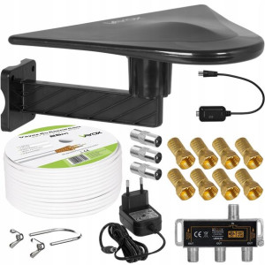 Zestaw Antena Aktywna H.265 Dvb-t2 Kabel 3tv Mux8