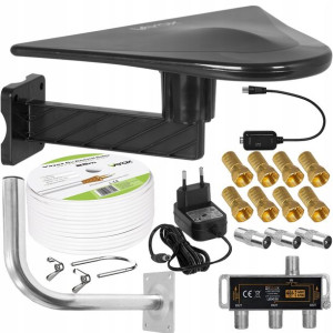 Zestaw Antena Aktywna H.265 Dvb-t2 Kabel 3tv Mux8