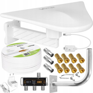 Zestaw Antena Aktywna H.265 Dvb-t2 Kabel 3tv Mux8