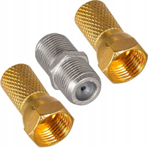 Łącznik kabla antenowego Beczka + 2x Wtyk F 6,8mm