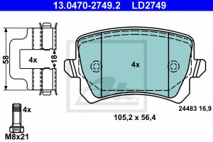 Klocki hamulcowe ATE 13.0470-2749 5N0698451