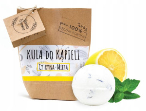 Kula do kąpieli musująca Cytrynowo miętowo 70g Słomiana Pracownia