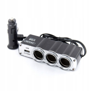 Rozdzielacz Rozgałęźnik Zapalniczki 3 Gniazda+ Usb