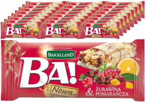 Ba! BATON Zbożowy ŻURAWINA POMARAŃCZA Bakal 25x40g