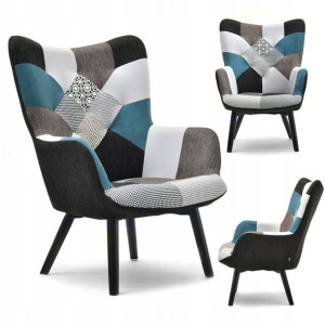 Wielokolorowy Fotel Wypoczynkowy Nuria Patchwork 4 Cz