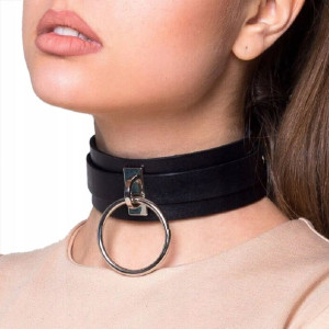 Choker Bdsm Skórzany Z Obręczą Regulowany Sługa 01