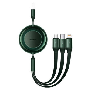 Kabel Usb 3w1 Micro Usb / Lightning / Usb-c, Płaski, 3.5a, 1.1m (zielony)