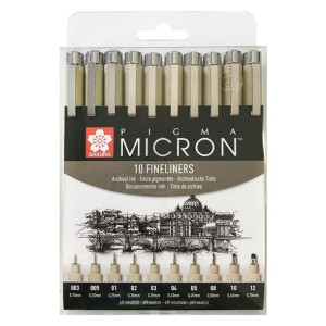Zestaw Pigma Micron 10 grubości Sakura