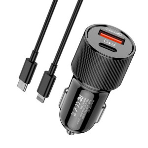Ładowarka Samochodowa (usb Typ C Pd + Usb Qc3.0) + Kabel Usb-c -apple