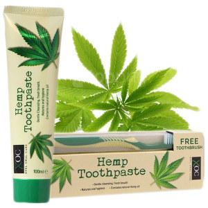 XOC HEMP Pasta do zębów z olejkiem z konopi bez fluoru + Szczoteczka
