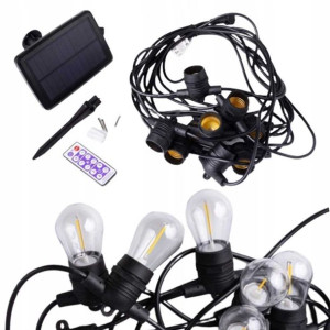 Solarna Girlanda Ogrodowa 10m + 10x LED E27 0,3W