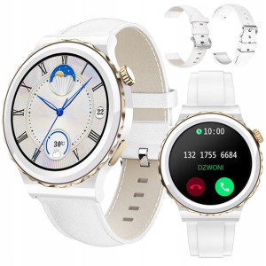 Smartwatch Zegarek Biały Damski 2 Paski Pol.menu