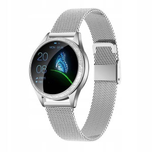 Smartwatch Damski Zegarek Kw20 Srebrny Puls Kroki